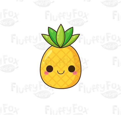 Kawaii Pineapple Clipart Cute Pineapples Clip Art Faces | Etsy