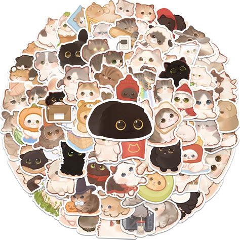 Amazon.com: 150 Pcs Cute Cat Stickers for Water Bottles, Funny Kitten ...