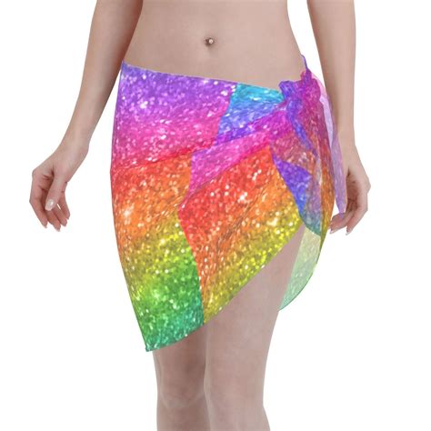 Kll Colorful Glitter Print Women'S Sarong Coverups Short Bathing Suit ...