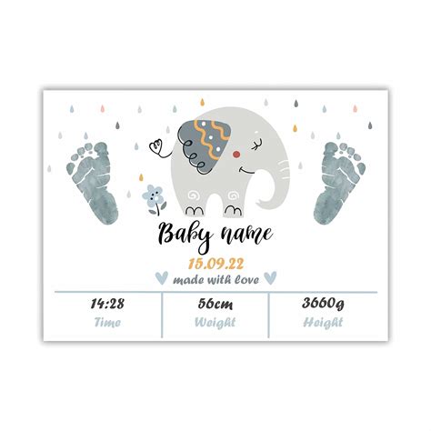Hospital Birth Certificate | 8" x 11" Elephant Theme Baby Birth ...
