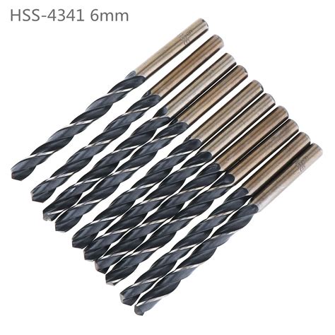 10pcs 6mm High Speed Steel HSS Drill Bit Set with Straight Shank Twist ...