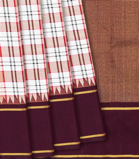 Multi Colour Handloom Kanchipuram Korvai Silk Saree With Checks – RmKV ...