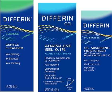 Amazon.com: Differin Skin Care Set, Differin Gel 3 Step Regimen, Acne ...