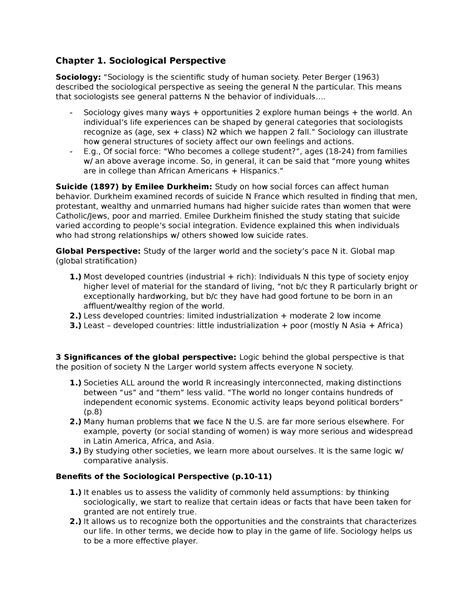 Chapter 1. Sociological Perspective - Soc Notes - Chapter 1 ...