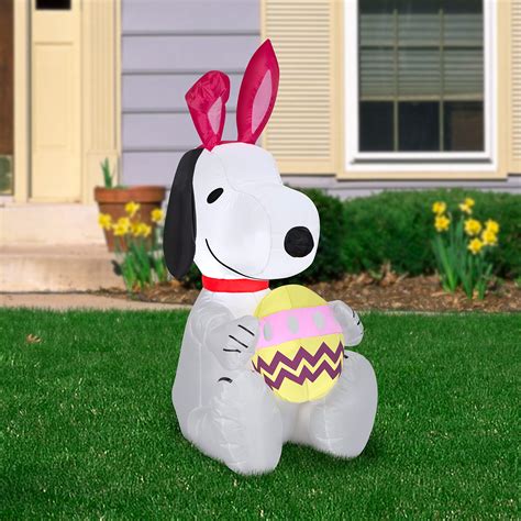 Gemmy Airblown Inflatable Snoopy With Bunny Ears And Decorated Egg ...