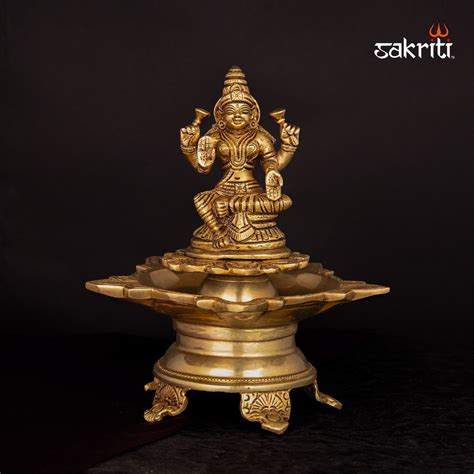 Brass Antique Lakshmi Vilakku – 9 Inch Height | Traditional Brass Deep ...