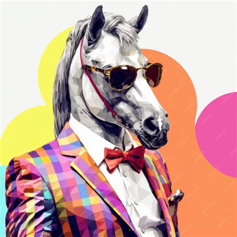 Premium Photo | Colorful Suit Horse With Sunglasses Clever Wit And ...