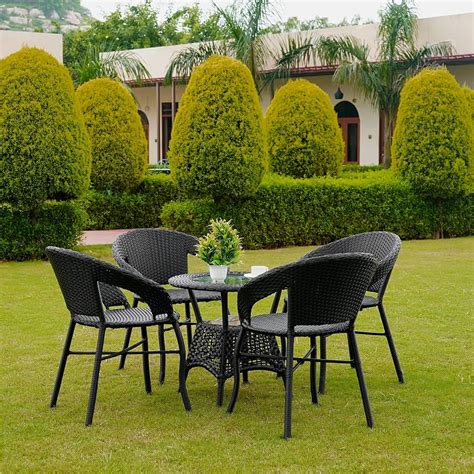 DEVOKO 5-Piece Outdoor Rattan Wicker Patio Bistro Set For Garden ...