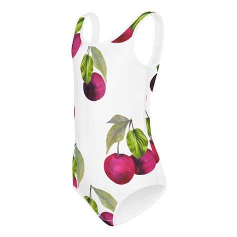 Girls Cherry Swimsuit/ Toddler Cherry Bathing Suit/ Cherry One Piece ...