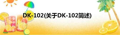 DK-102(关于DK-102简述)_城市经济网