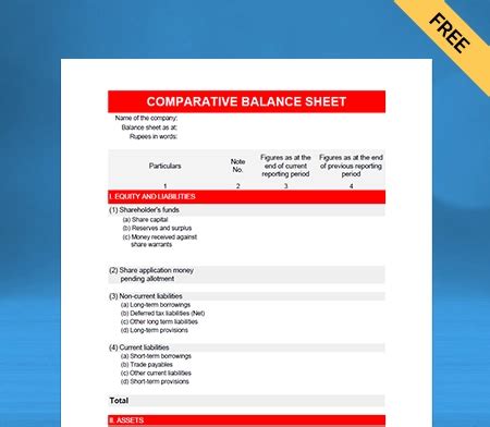 Comparative Balance Sheet Format - Free Download