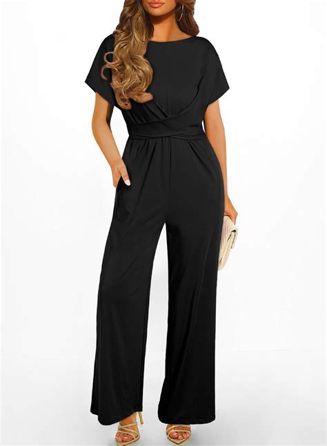 DOKOTOO Womens Dressy Jumpsuits Tie Waisted Wide Leg Jumpsuits Summer ...