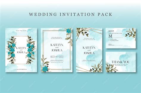 Premium Vector | Premium vector Wedding invitation pack with floral ...