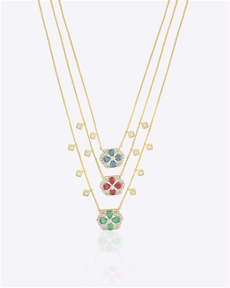 Floret Mosaic Necklace | 14K Gold Polki Layered Necklace – Polki ...