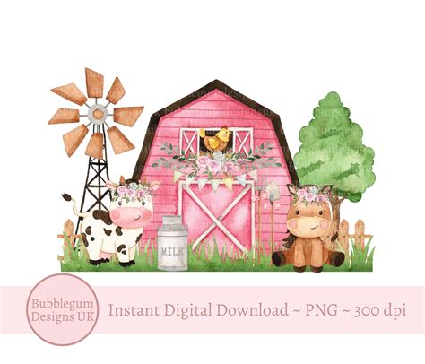 Pink farm barn png farm animals sublimation design farm t shirt design ...