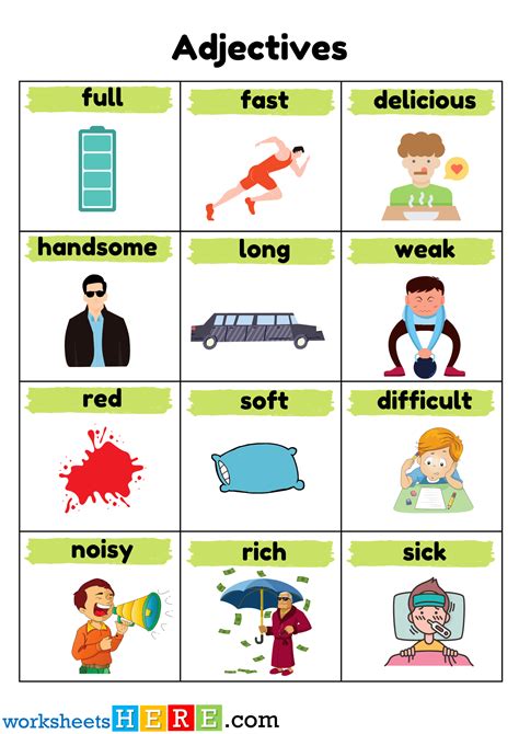 Adjectives Examples with Pictures, Adjectives Words PDF Worksheet For ...