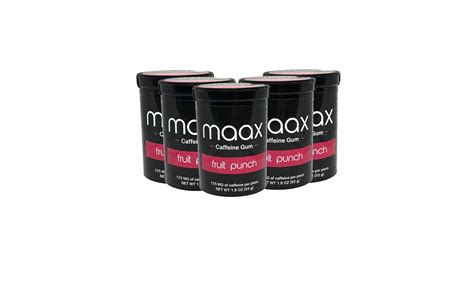 Maax Caffeinated Gum Fruit Punch Flavored Caffeine Gum - 125mg per ...