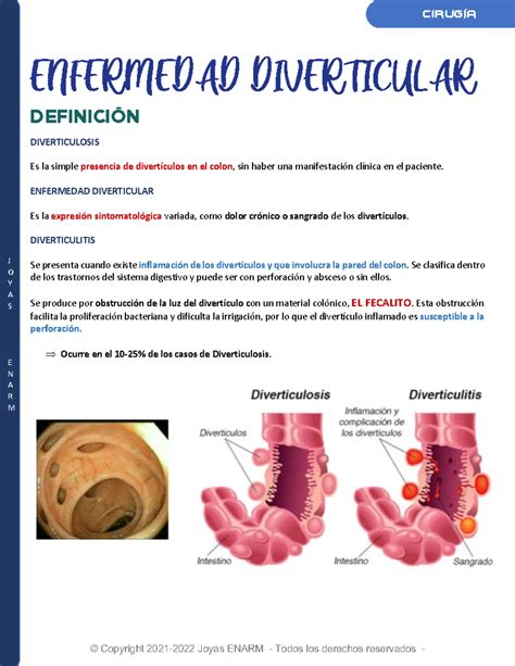 7. Enfermedad Diverticular, Diverticulosis, Diverticulitis - J O Y A S E N A R M ENFERMEDAD ...