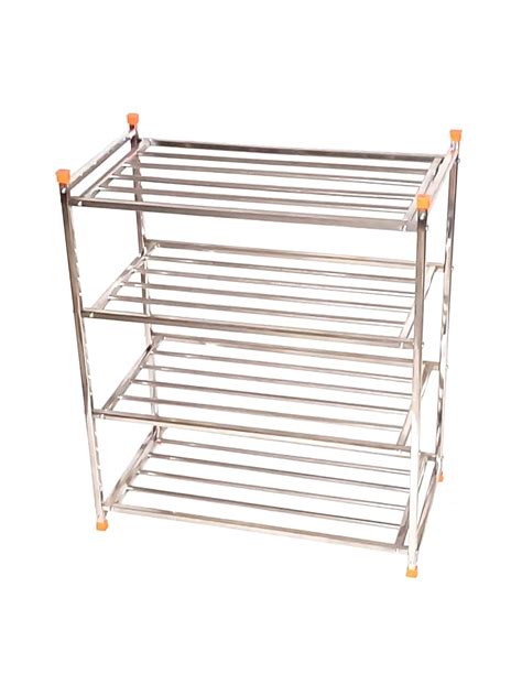 Shoe Rack 4 Shelves Stainless Steel Pipes/Book Shelf/Shoe Stand/Cloth ...