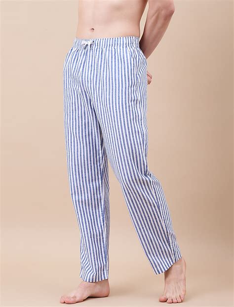 Buy Cotton Mix Striped Relaxed Fit Pants at Marks & Spencer