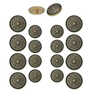 Round Lucite Rose Embedded Enameled Lamination Shank Metal Button (Pack ...