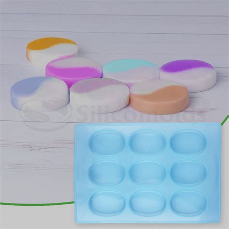 SILICOMOLDS - 75gms – Oval Shape - 9 Cavities Silicone Soap Mold-URP00
