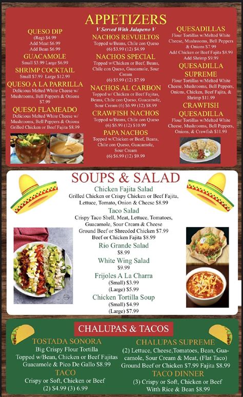 Menu at Laredo Tex-Mex restaurant, Bremond
