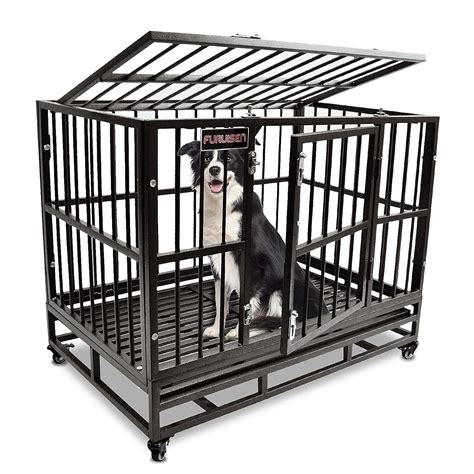 FURUISEN 37/42/48 Inch Heavy Duty Dog Crate, Strong Metal Military Pet ...