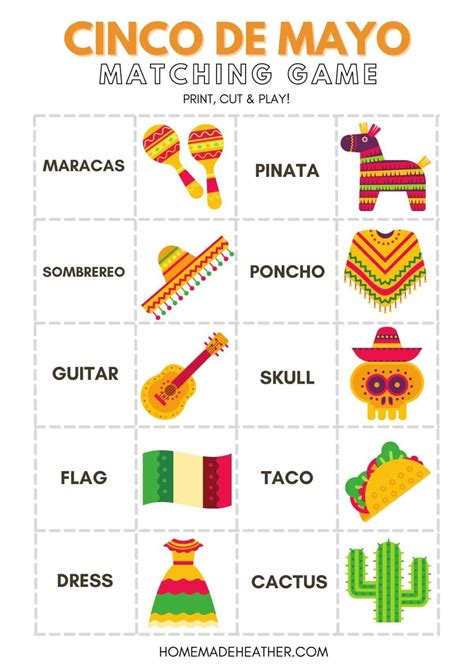 Cinco De Mayo Matching Game Printable in 2024 | Cinco de mayo crafts, Mexican party theme, Cinco ...