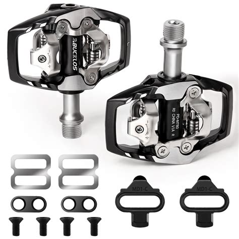 BUCKLOS SPD Clip Pedals MTB Mountain Bike Clipless Dual Sided Pedals ...