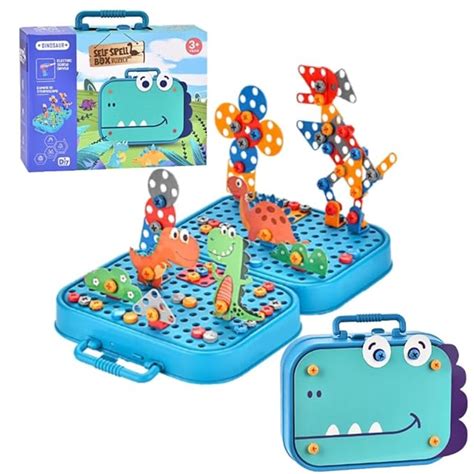 Happy Hues Plastic Diy Electric Drill Screw Tool Set-Mosaic Puzzle ...