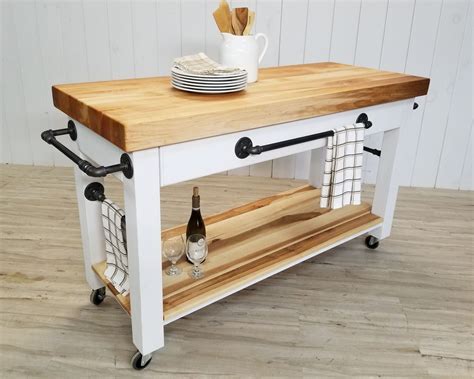 Spectacular Butcher Block Kitchen Carts And Islands Two Tier Microwave ...