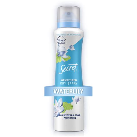 Secret Dry Spray Antiperspirant Deodorant, Waterlily and Argan Oil, 4.1 ...