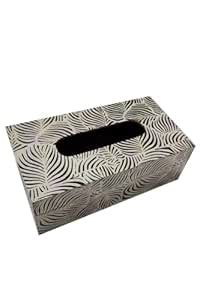 Buy Wooden Tissue Paper Box Holder Rectangular Black Leaves Print ...