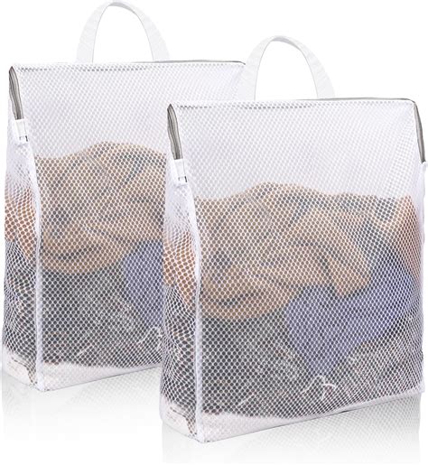 Amazon.com: 2 Pack Mesh Washing Bags for Laundry with Handle, 20 x 16 ...