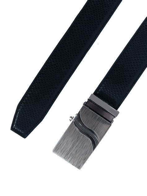 Leather World Auto Lock Buckle Vegan Leather Formal Black Belt For Men ...