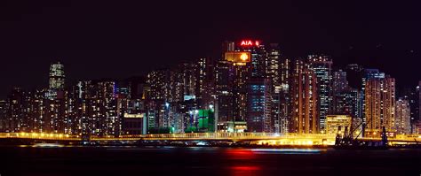 Download wallpaper 2560x1080 buildings, lights, night, bridge, city ...