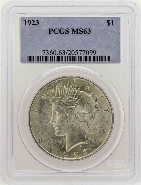 1923 $1 Peace Silver Dollar Coin PCGS MS63 | Property Room