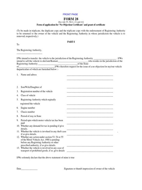 Image result for Form 28 RTO