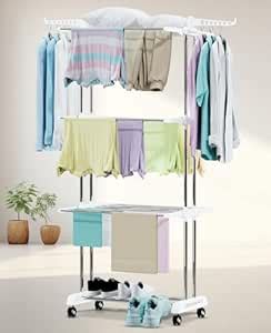 LIVINGBASICS 3 Tier Premium Heavy Duty Stainless Steel Foldable Cloth ...