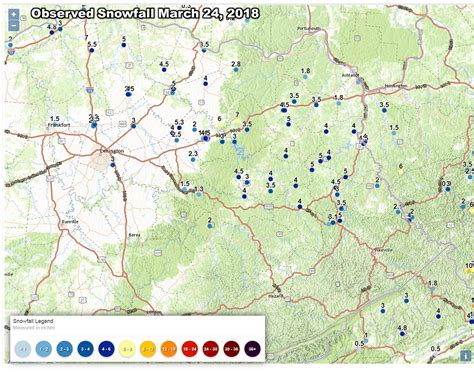 Heavy Snow in the Bluegrass & Big Sandy Regions - March 24, 2018