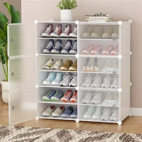 AYSIS DIY Shoe Rack Organizer/Multi-Purpose Plastic 12 Layers 6 Door ...