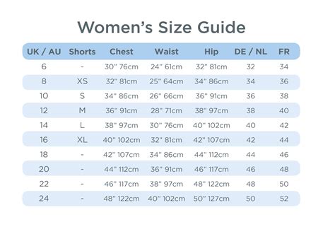 Swimsuit Size Conversion Chart Size Guide Moontide Perfect Fit