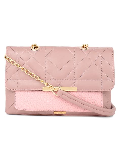 Multi Compartment Color Blocked Handbag In Pink (M)