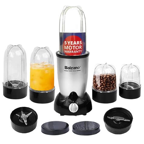 Buy Balzano Bullet Mixer Grinder 500W, 5 Years Motor Warranty, 5 Jars ...