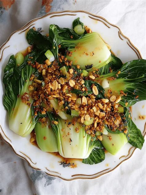 Delicious Steamed Bok Choy with Asian Sauce and Peanuts