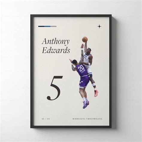 Anthony Edwards Poster, Anthony Edwards Dunk, Basketball Poster, Ant ...