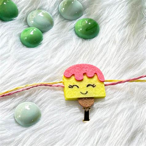 Buy Personalized Laser Cut Cute Ice Cream Themed Felt Kids Rakhi With ...