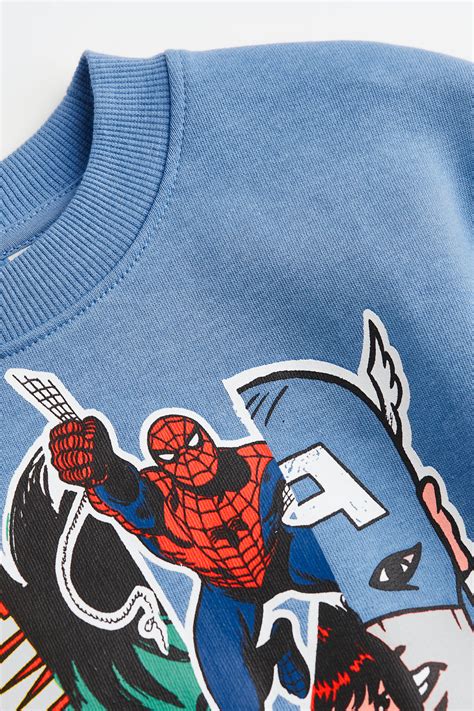 Oversized printed sweatshirt - Blue/Marvel Comics - Kids | H&M IN