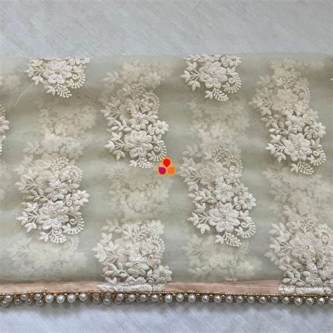 Bridal Ivory Floral Gold Embroidered Net Dupatta – anokherang